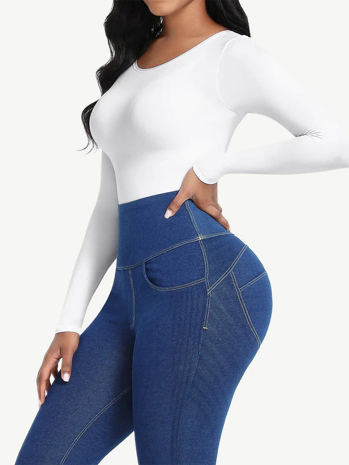 Long Sleeve Round Neck Shaping Top