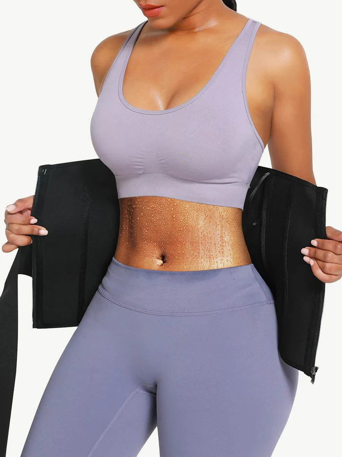 2 in 1 Sweat Neoprene Waist Trainer with Attachable Wrap