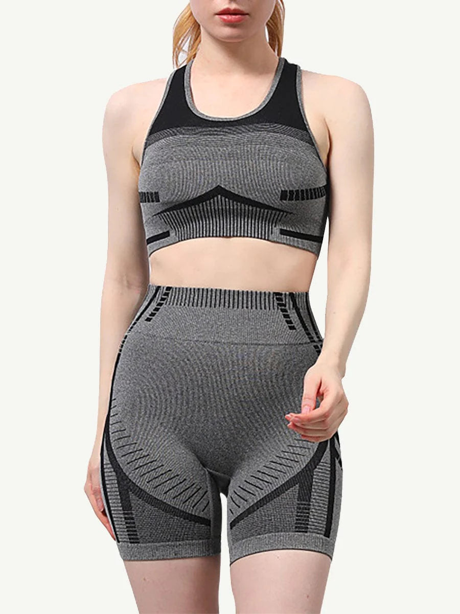 Seamless Yoga Two-Piece Set Sports Bra and Shorts Activewear