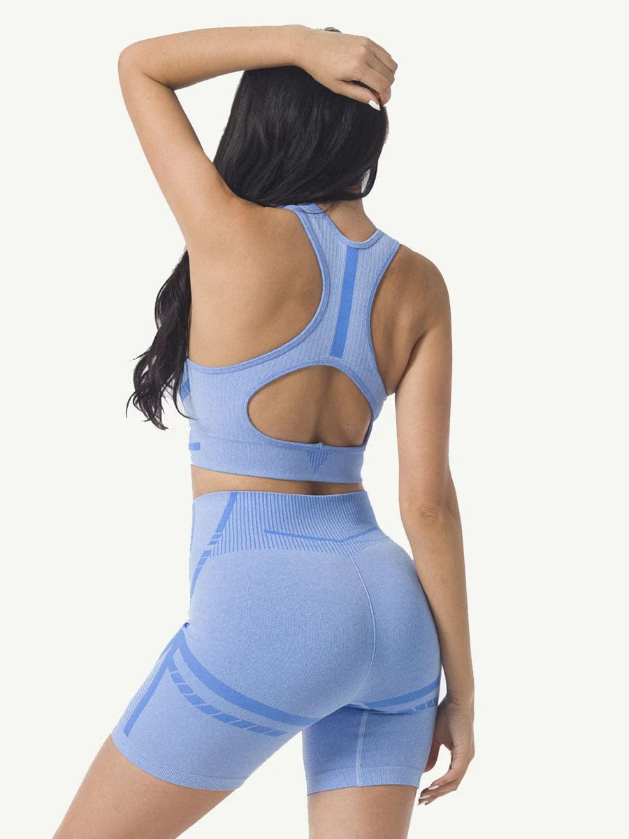 Seamless Yoga Two-Piece Set Sports Bra and Shorts Activewear