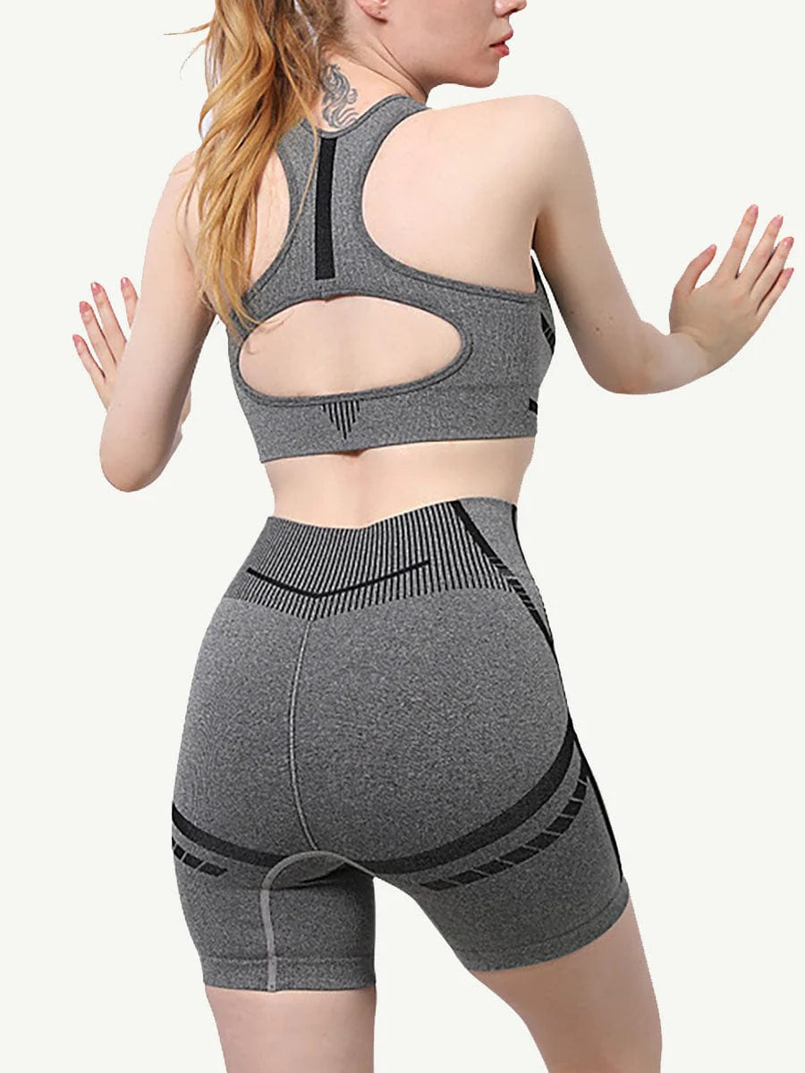 Seamless Yoga Two-Piece Set Sports Bra and Shorts Activewear