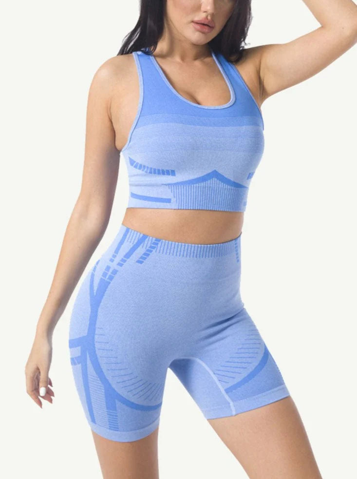 Seamless Yoga Two-Piece Set Sports Bra and Shorts Activewear