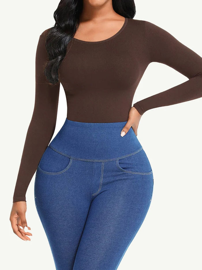 Long Sleeve Round Neck Shaping Top