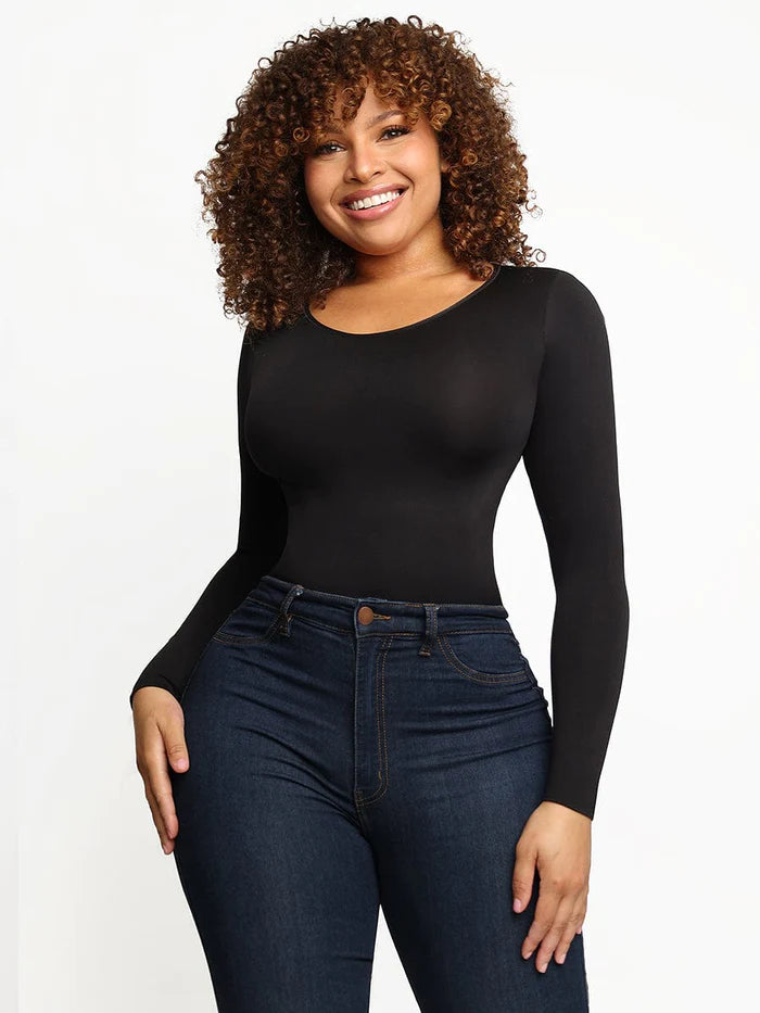 Long Sleeve Round Neck Shaping Top