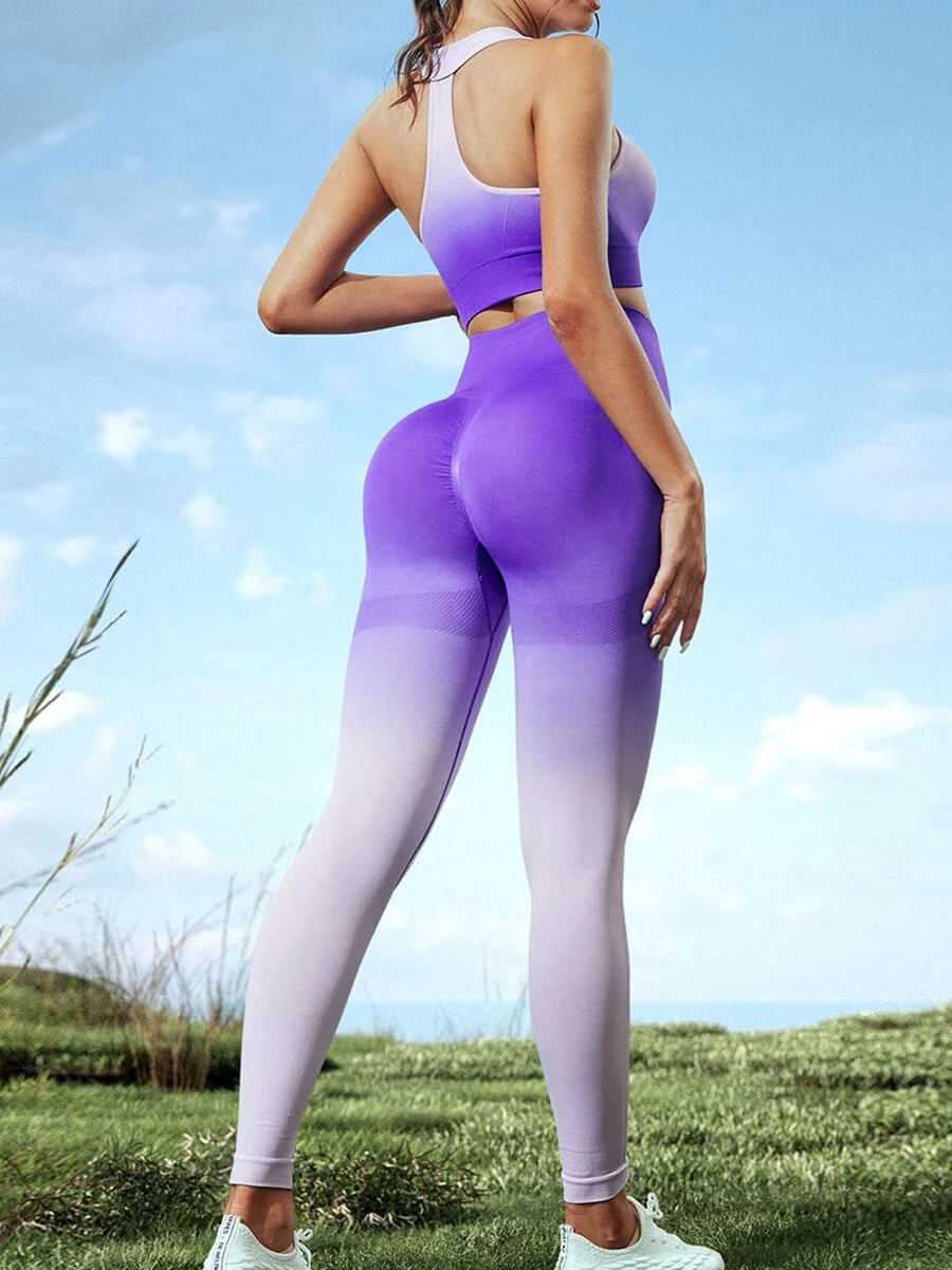 Racer Back High Waist Seamless Sports Bra Set