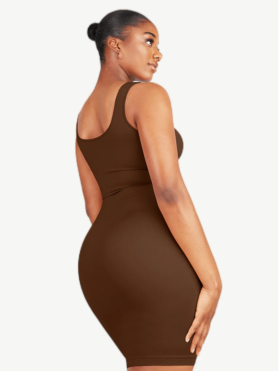 Built-in Mid-Thigh Square-neck Seamless Shaper Dress
