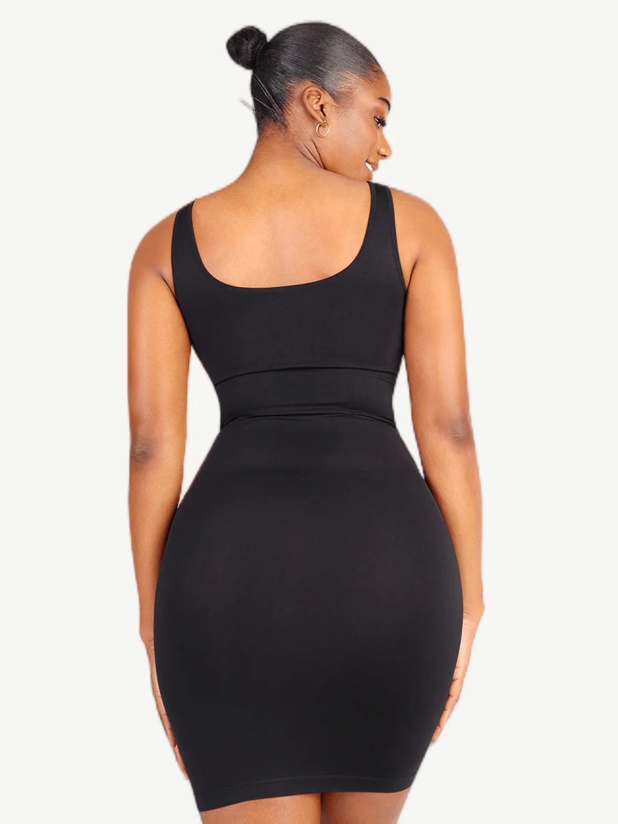 Built-in Mid-Thigh Square-neck Seamless Shaper Dress