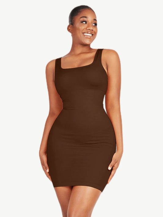 Built-in Mid-Thigh Square-neck Seamless Shaper Dress