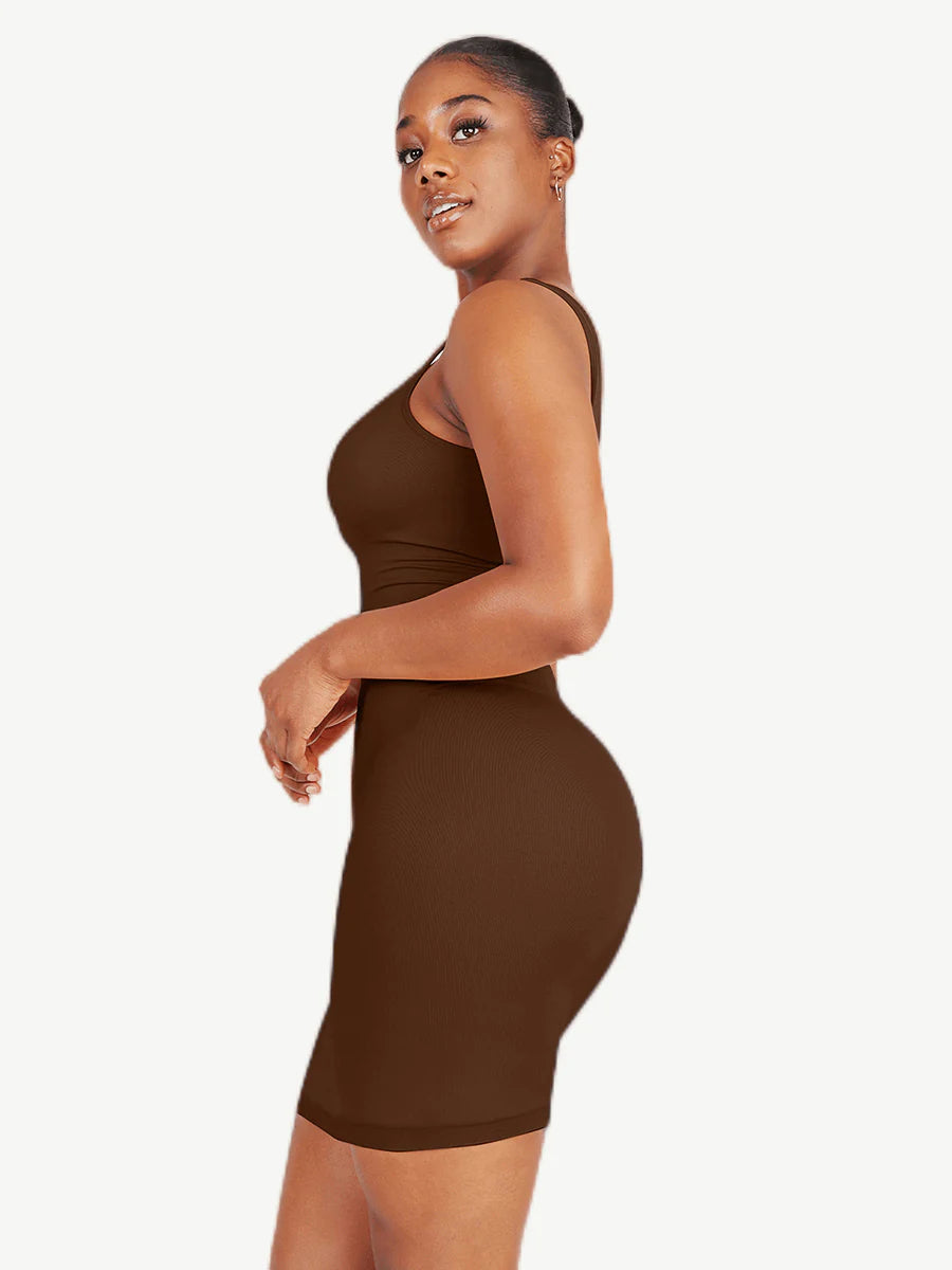 Built-in Mid-Thigh Square-neck Seamless Shaper Dress