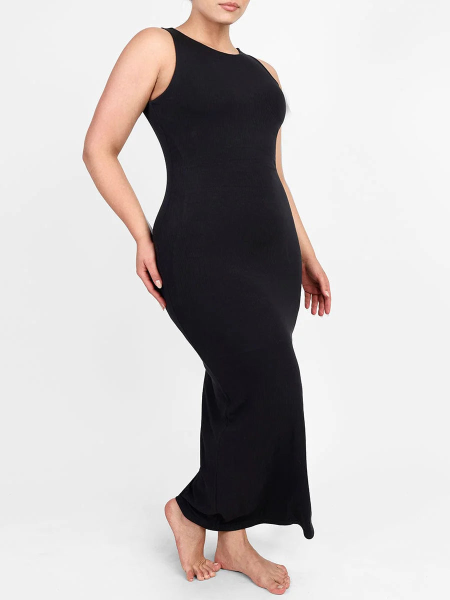 Sleeveless Crew Collar Long built-in Shaping Dress