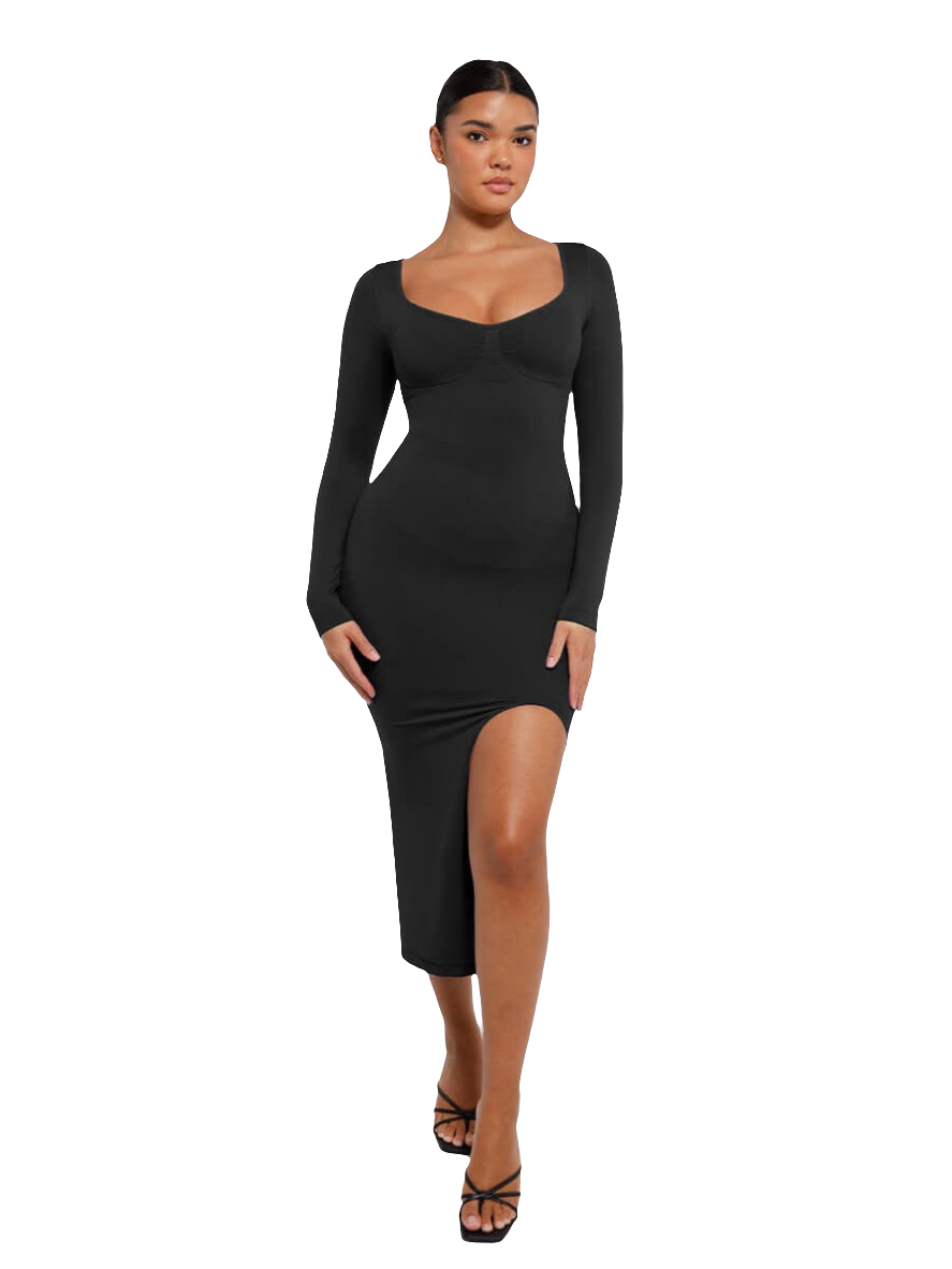 Seamless Shaping Dress with High Side Slit. Smooth High Quality Fabric. Eco-friendly