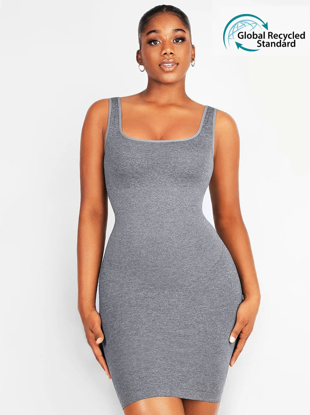Built-in Mid-Thigh Square-neck Seamless Shaper Dress