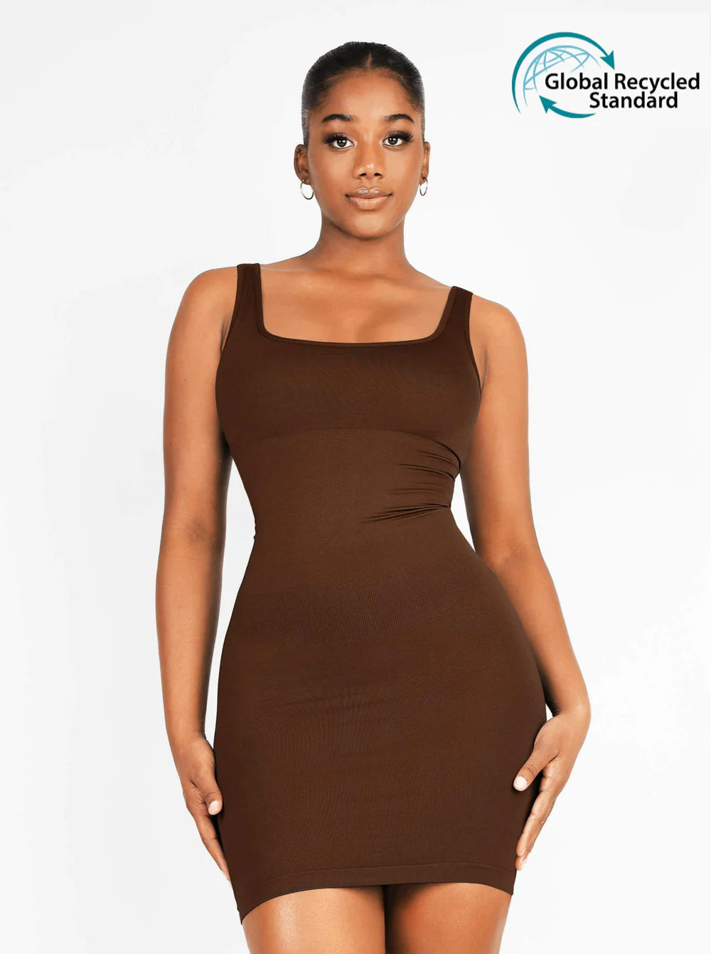 Built-in Mid-Thigh Square-neck Seamless Shaper Dress