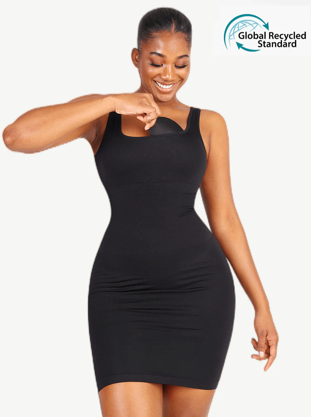 Built-in Mid-Thigh Square-neck Seamless Shaper Dress