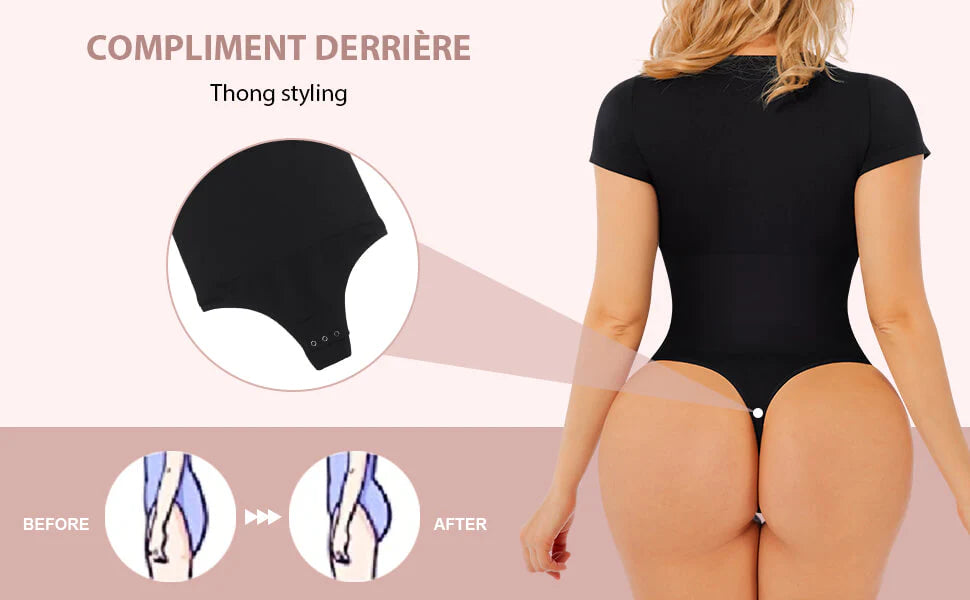 Short Sleeve Shaping Bodysuit Thong