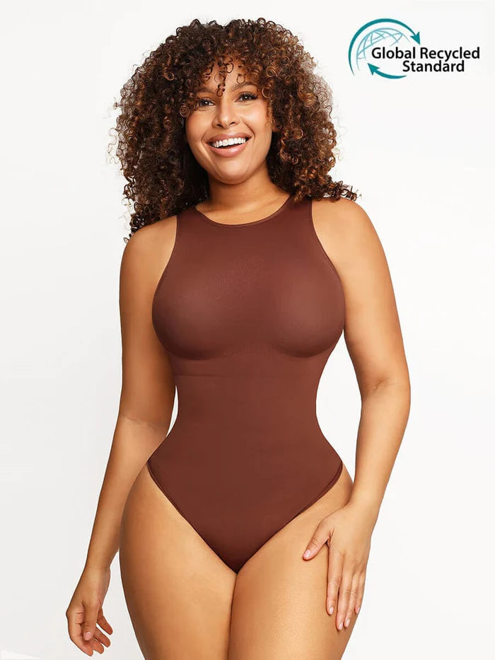 🌿 Eco-friendly Seamless Round Neck Tank Top Bodysuit Thong  XS - 5XL