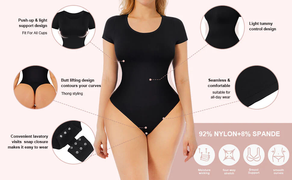 Short Sleeve Shaping Bodysuit Thong