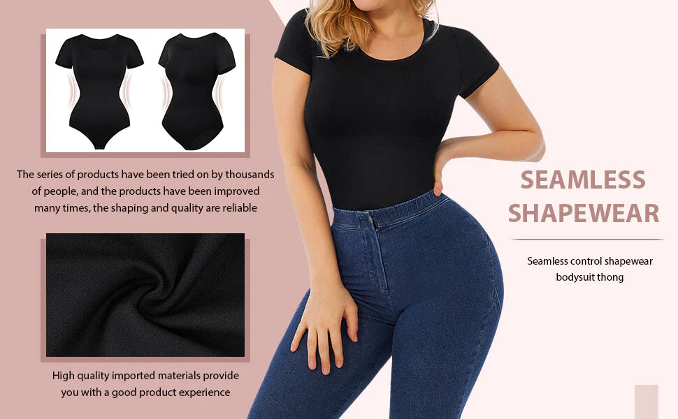 Short Sleeve Shaping Bodysuit Thong