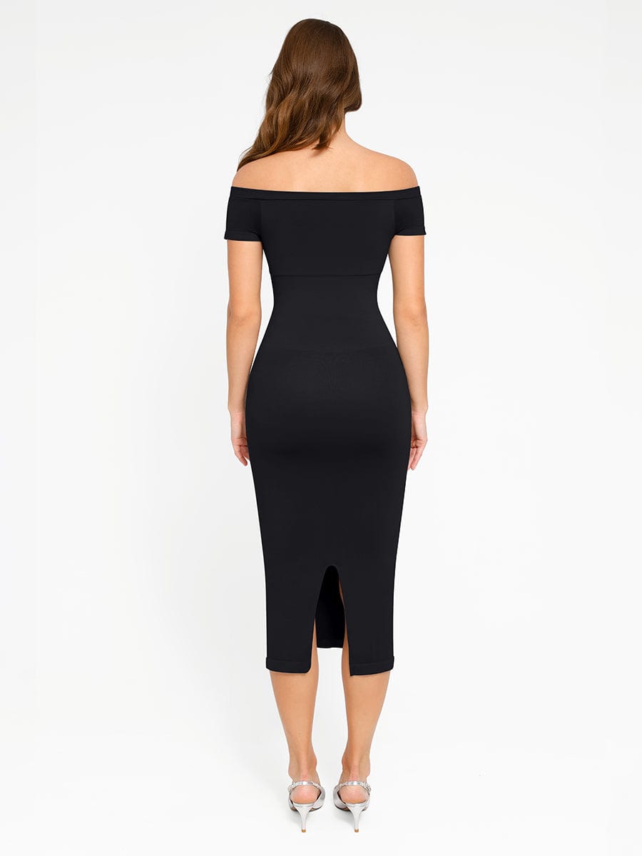 Off-Shoulder Shaping Midi Dress
