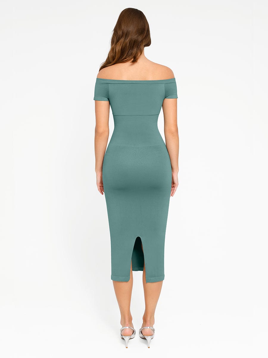 Off-Shoulder Shaping Midi Dress