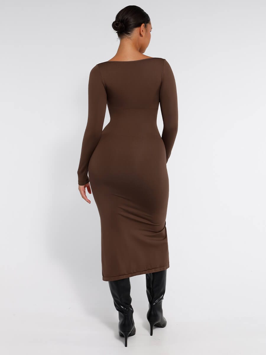 Seamless Shaping Dress with High Side Slit. Smooth High Quality Fabric. Eco-friendly