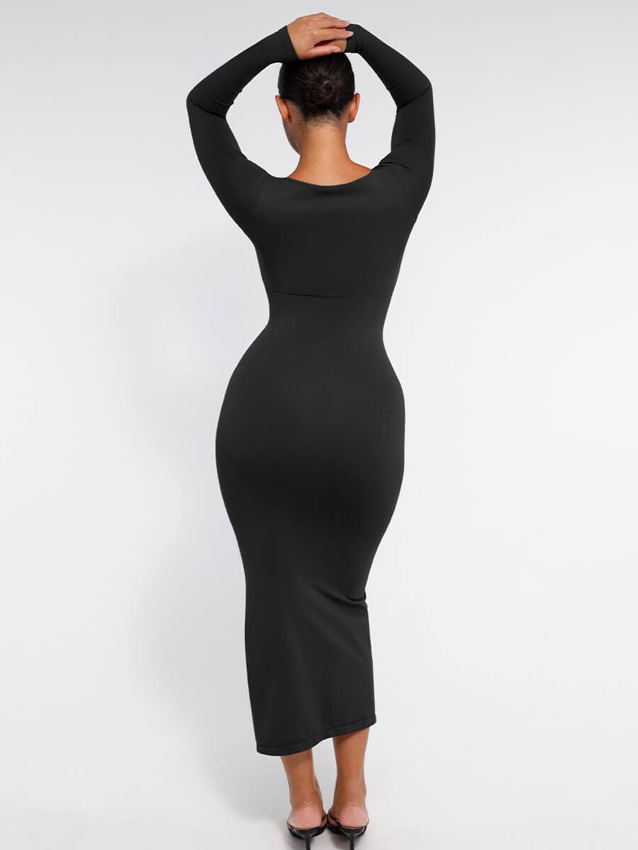 Seamless Shaping Dress with High Side Slit. Smooth High Quality Fabric. Eco-friendly