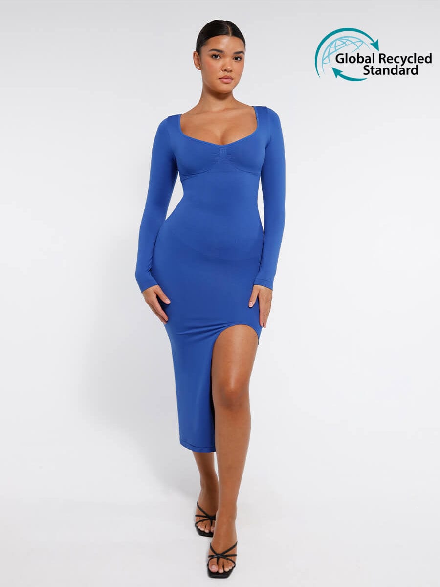 Seamless Shaping Dress with High Side Slit. Smooth High Quality Fabric. Eco-friendly