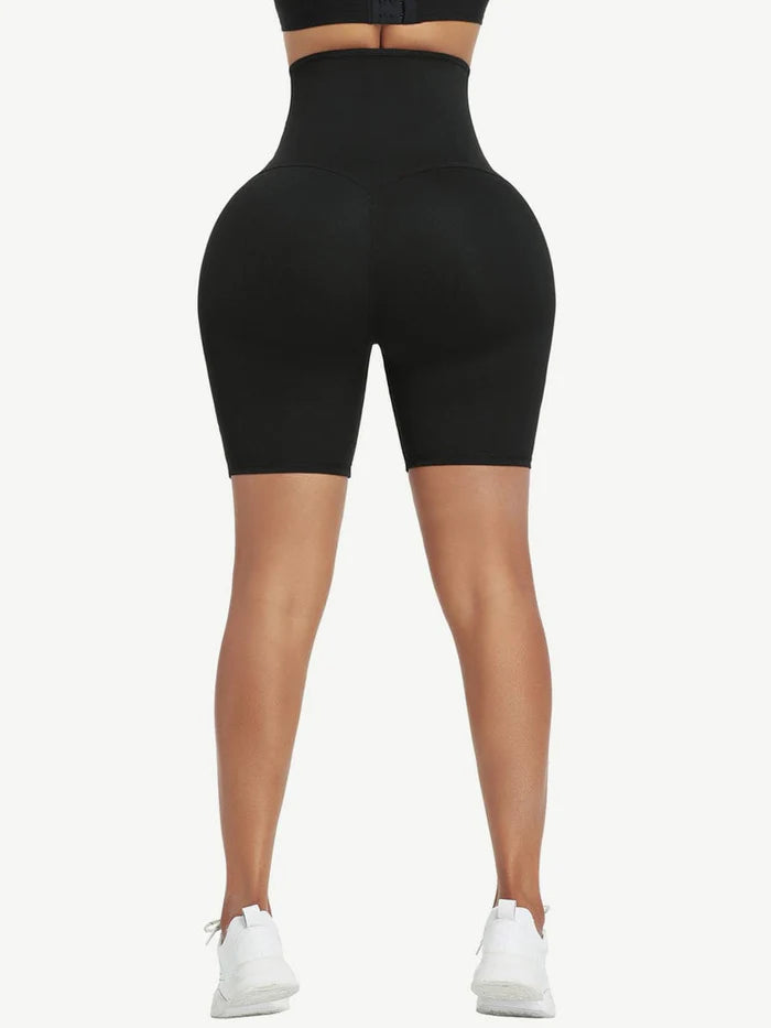 Sweat Neoprene Fat Burning Shapewear Mid-Length Shorts with Hook and Eye Closure