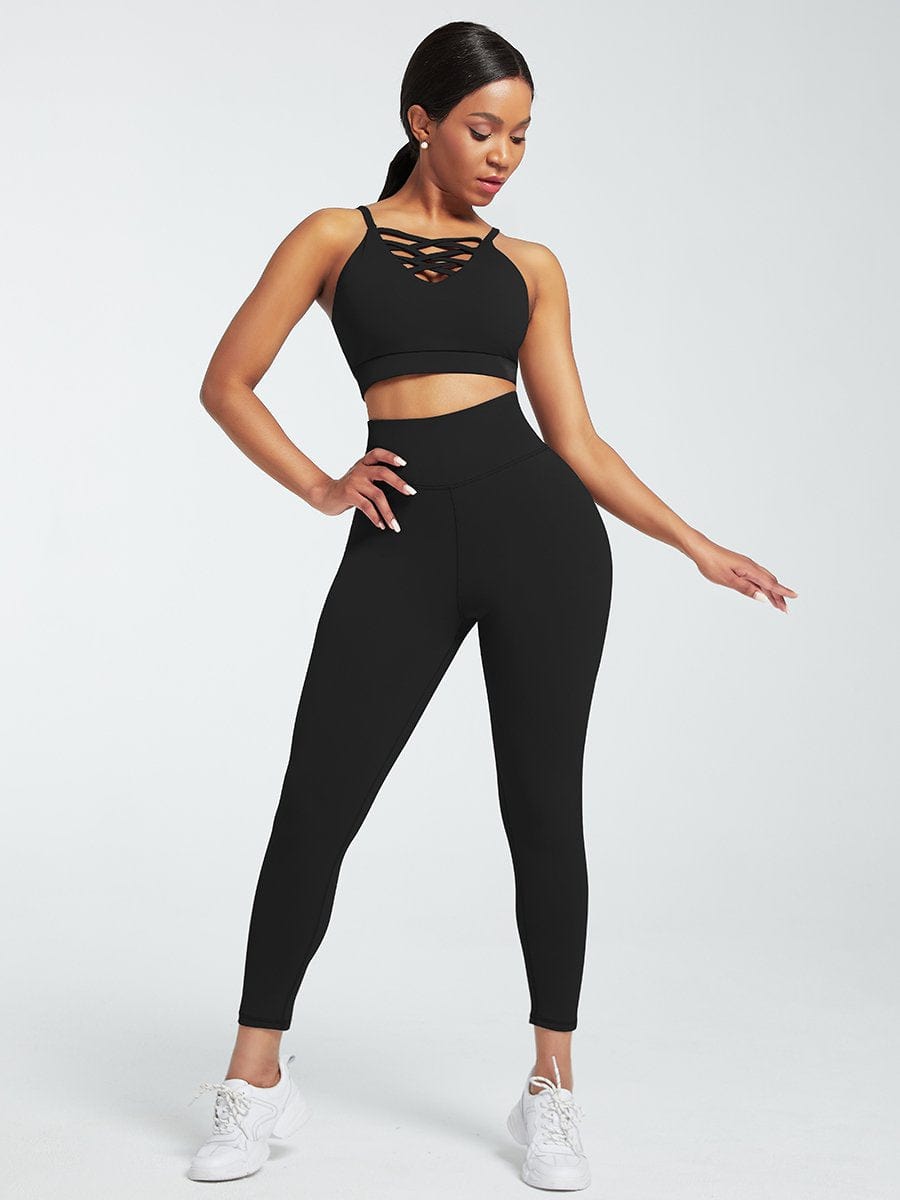 Supreme Fit 3-piece crisscross Yoga Workout Activewear Set for Women