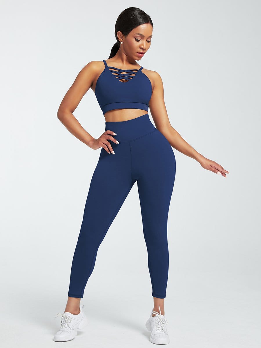 Supreme Fit 3-piece crisscross Yoga Workout Activewear Set for Women