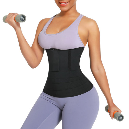 Neo Sweat Zipper Waist Trainer with 4 metre Waist Wrap