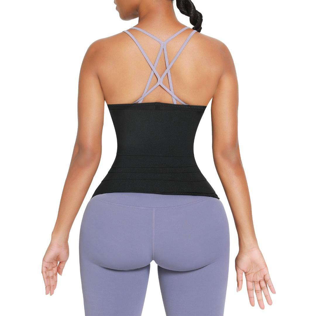 Neo Sweat Zipper Waist Trainer with 4 metre Waist Wrap