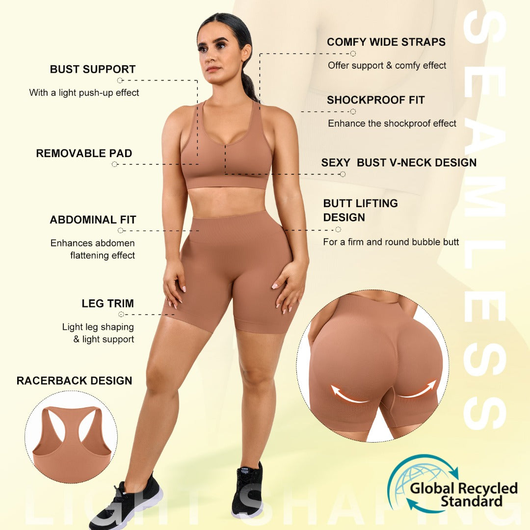 🌿 Eco-friendly V Neck Activewear Set