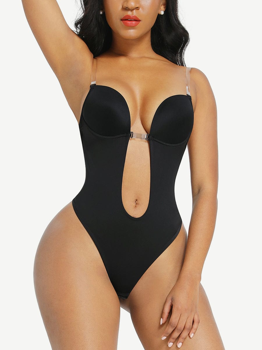 Backless U Plunge Seamless Thong Bodysuit