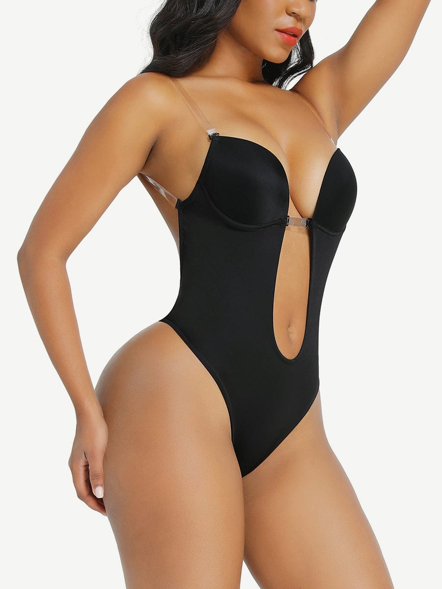 Backless U Plunge Seamless Thong Bodysuit
