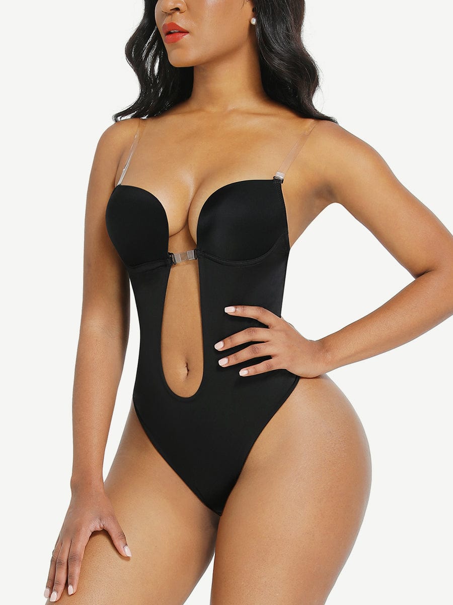 Backless U Plunge Seamless Thong Bodysuit