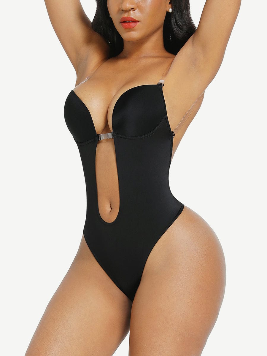 Backless U Plunge Seamless Thong Bodysuit