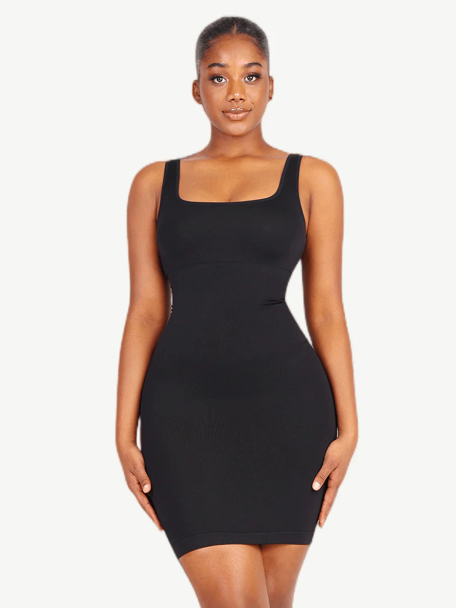 Black square neck bodycon dress shop