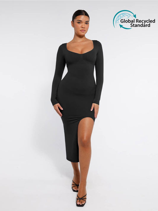 Seamless Shaping Dress with High Side Slit. Smooth High Quality Fabric. Eco-friendly