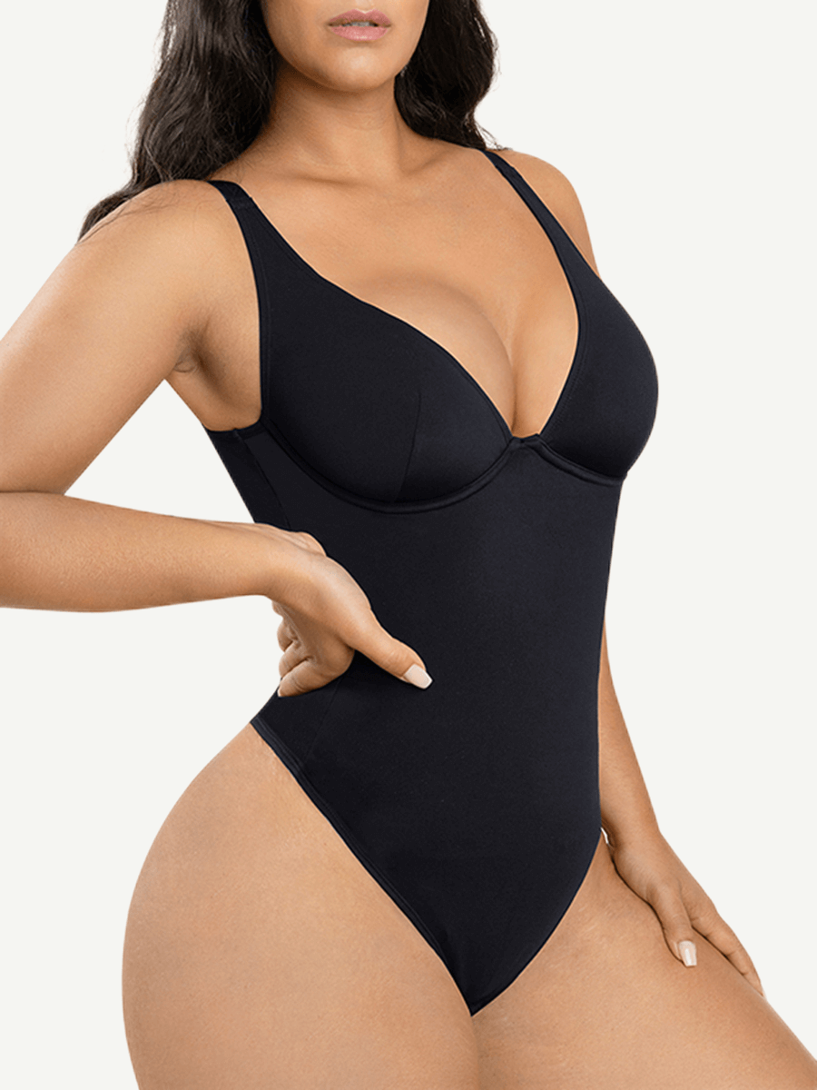 Body Contour V-Neck Plunge Bodysuit Tummy control Thong