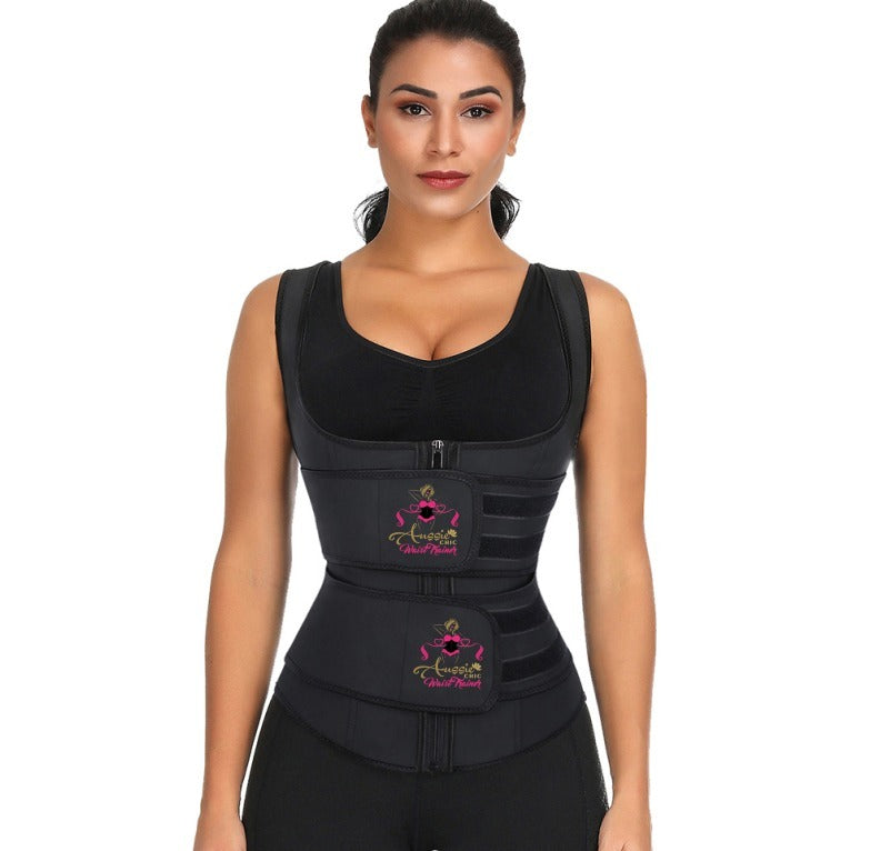 Waist trainer vest with double belt sale