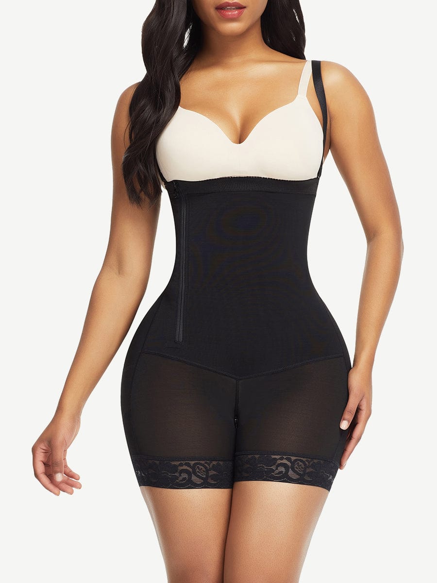 Bodyshaper For Women Tummy Control Breast Support Side Zipper Long Bodysuit  Shapewear Breasted Underwear size XXL Color Black
