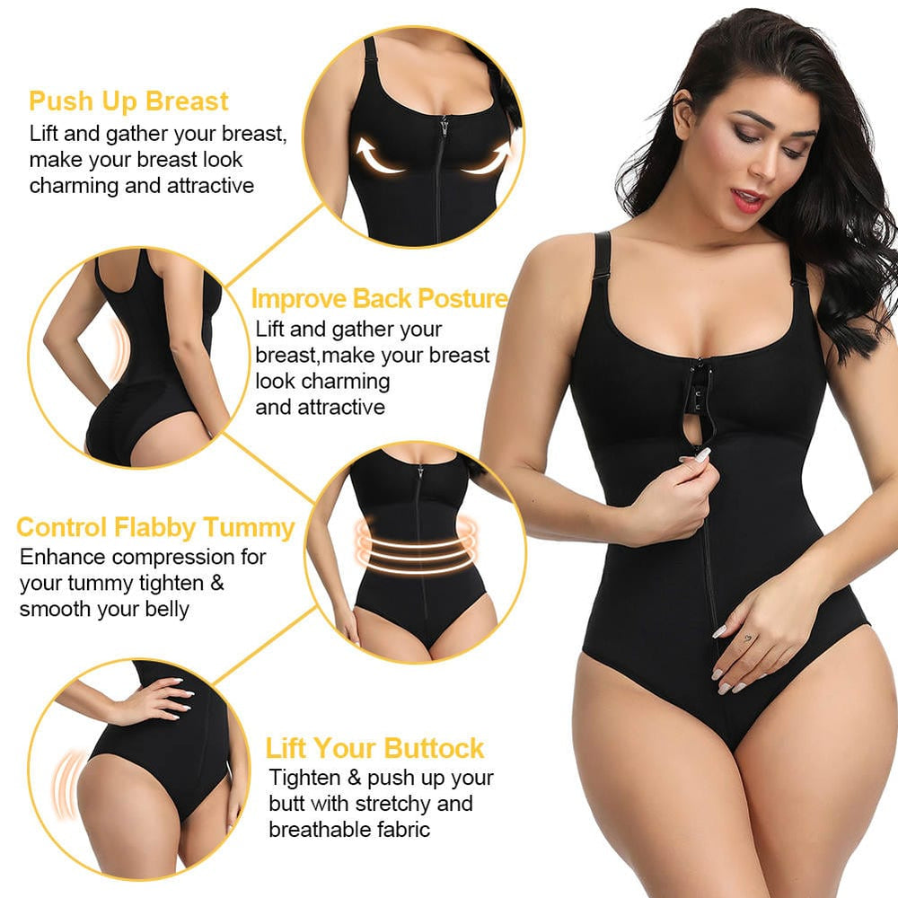 Front Zipper Smooth Hourglass Full Body Shaper